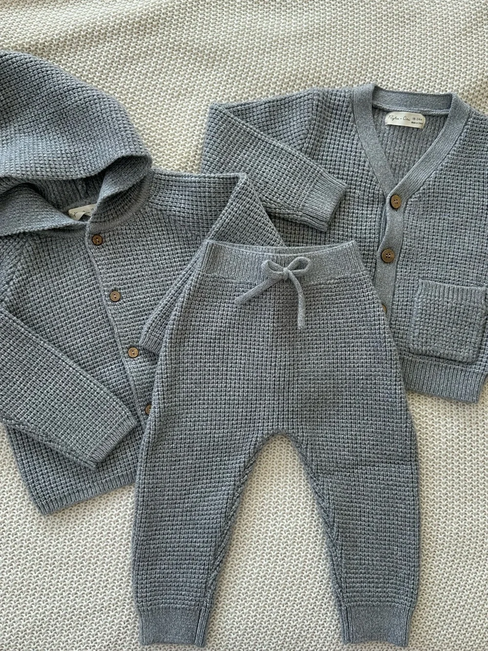 Rylee + Cru Tassel Cardigan, pant and sweater - Dusty Blue